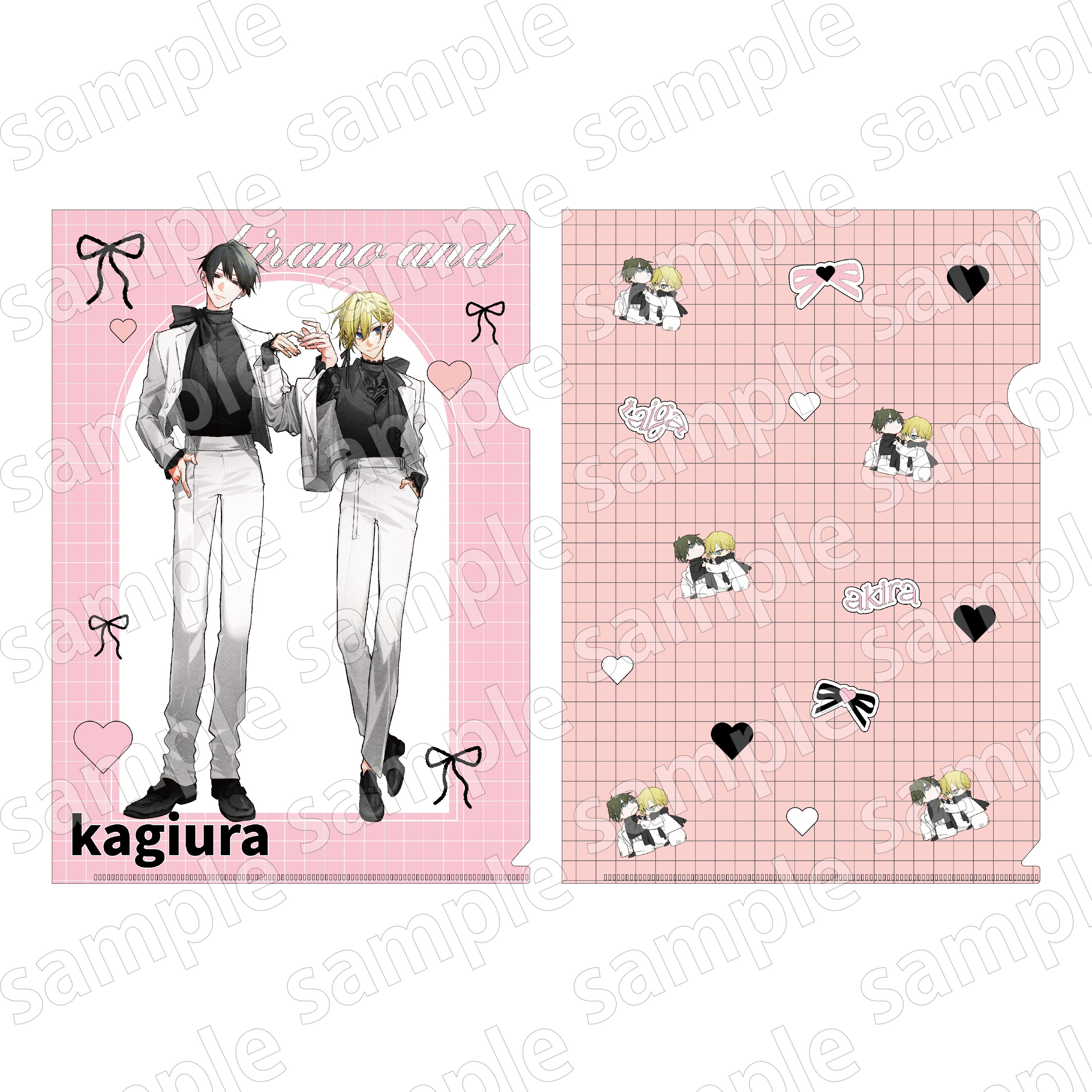 (Goods - Clear File) Hirano and Kagiura BLACK & PINK ver. Clear File Set