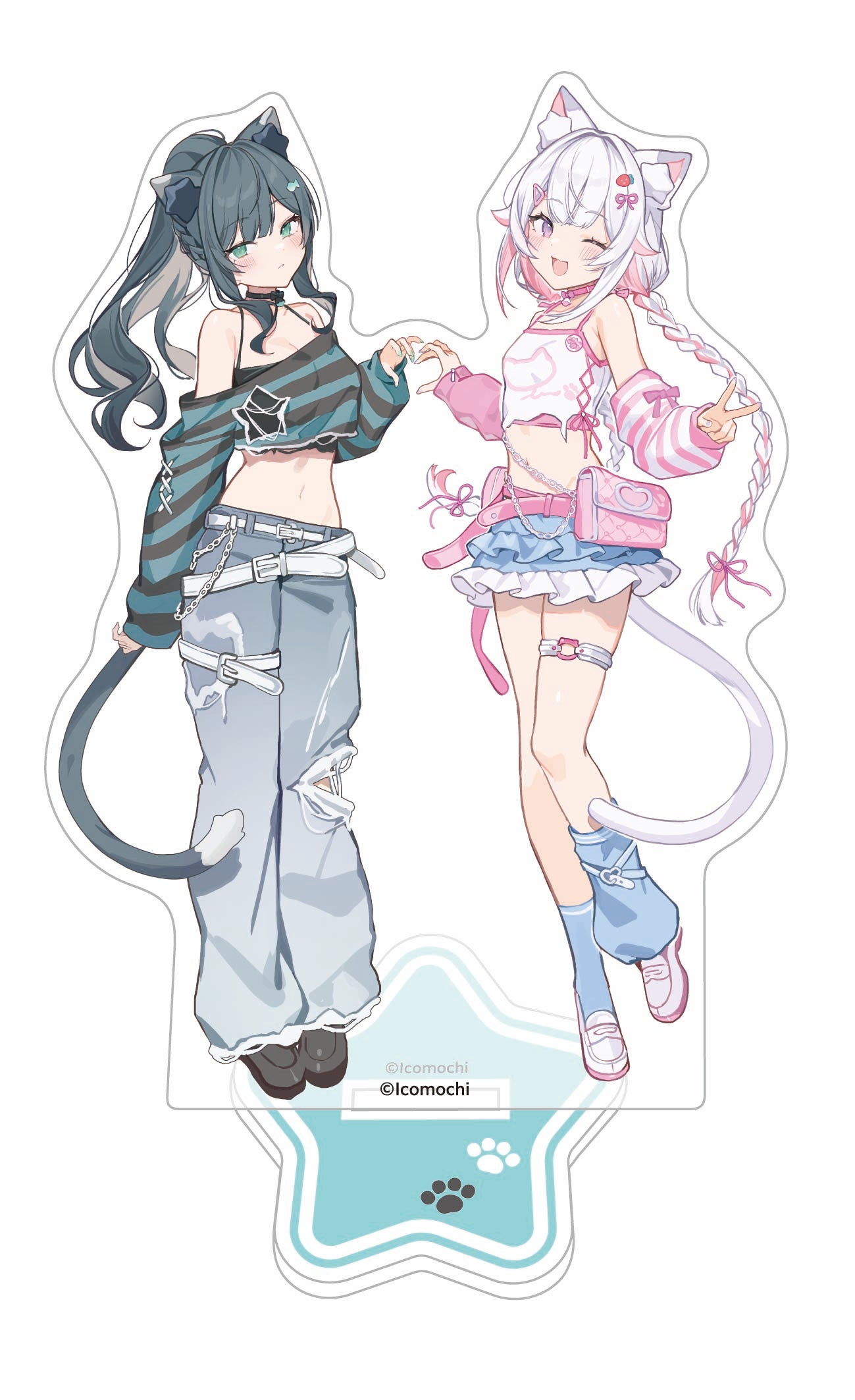 (Goods - Acrylic Stand) Nekomimi Futago ga Natsukisugitte Komacchau Acrylic Stand Mishikuro Amusement Park Date
