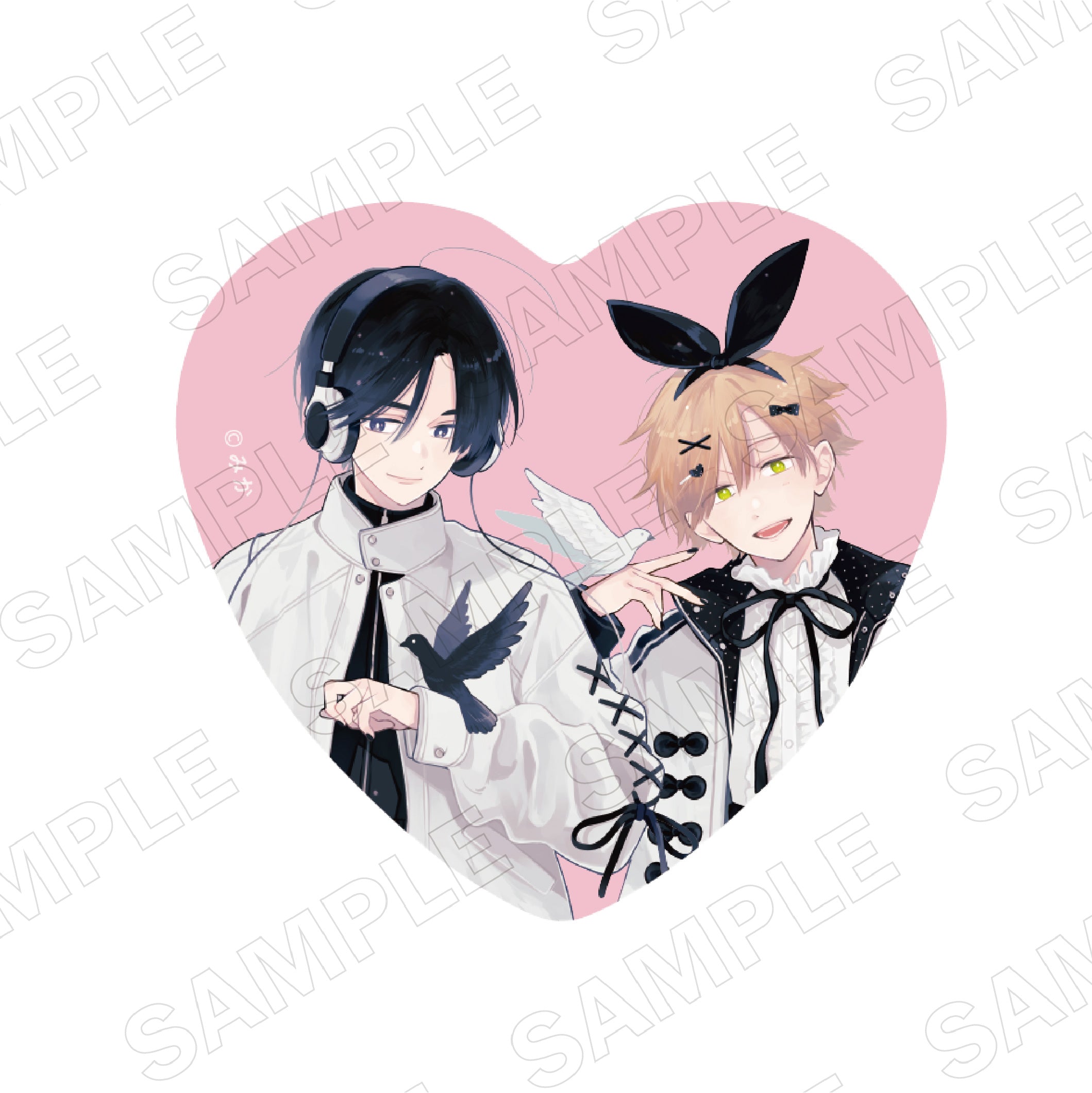 (Goods - Badge) I Will Not Reach You. BLACK & PINK ver. Heart-shaped Tin Badge Set