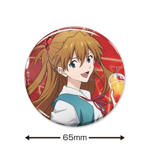 (Goods - Badge) EVANGELION feat. Exclusive Art Asuka Shikinami Langley 65mm Button Badge School Uniform Ver.