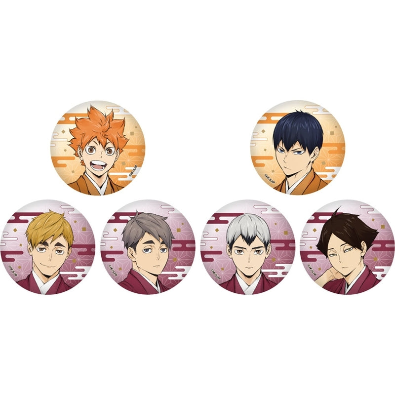 (1BOX=6)(Goods - Badge) Haikyu!! Trading Japanese Washi Paper Button Badge Karasuno/Inarizaki New Year Ver. (6 Types Total)(Blind Box -Single)