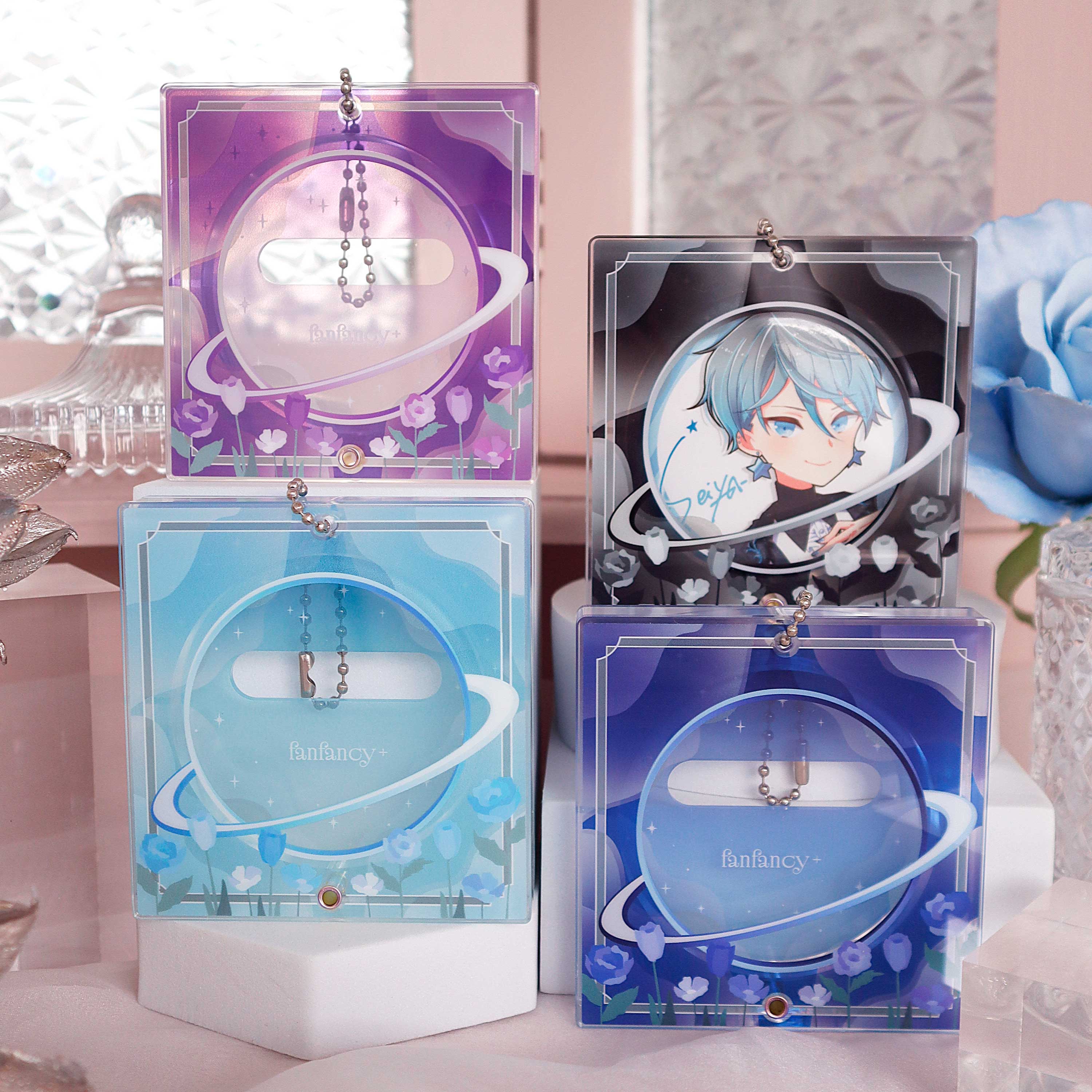 (Goods - Badge) fanfancy+ Badge Acrylic Frame Dreamy Flower (Blue)