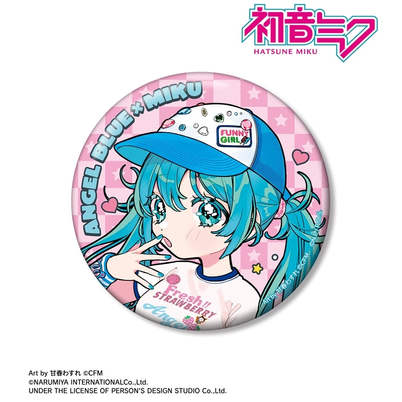 (Goods - Badge) Hatsune Miku x Angel Blue Big Button Badge Art by Amaharu Wasure Hatsune Miku Ver. A