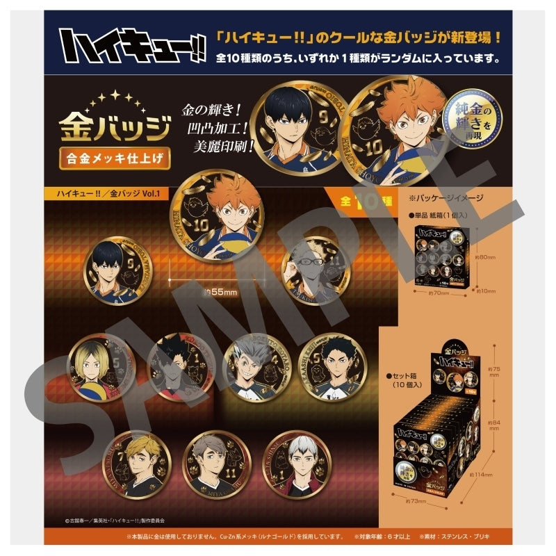 (Goods - Badge) Haikyu!! Gold Badge Vol. 1 (Blind Box -Single)