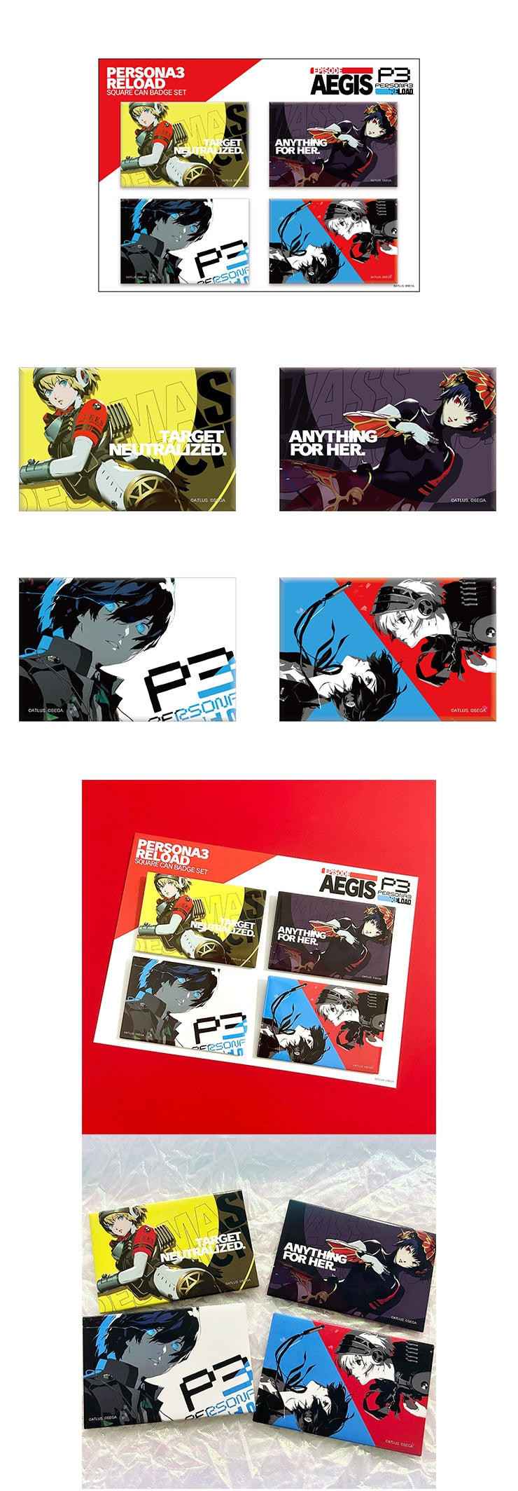 (Goods - Badge) Persona 3 Reload Button Badge Set