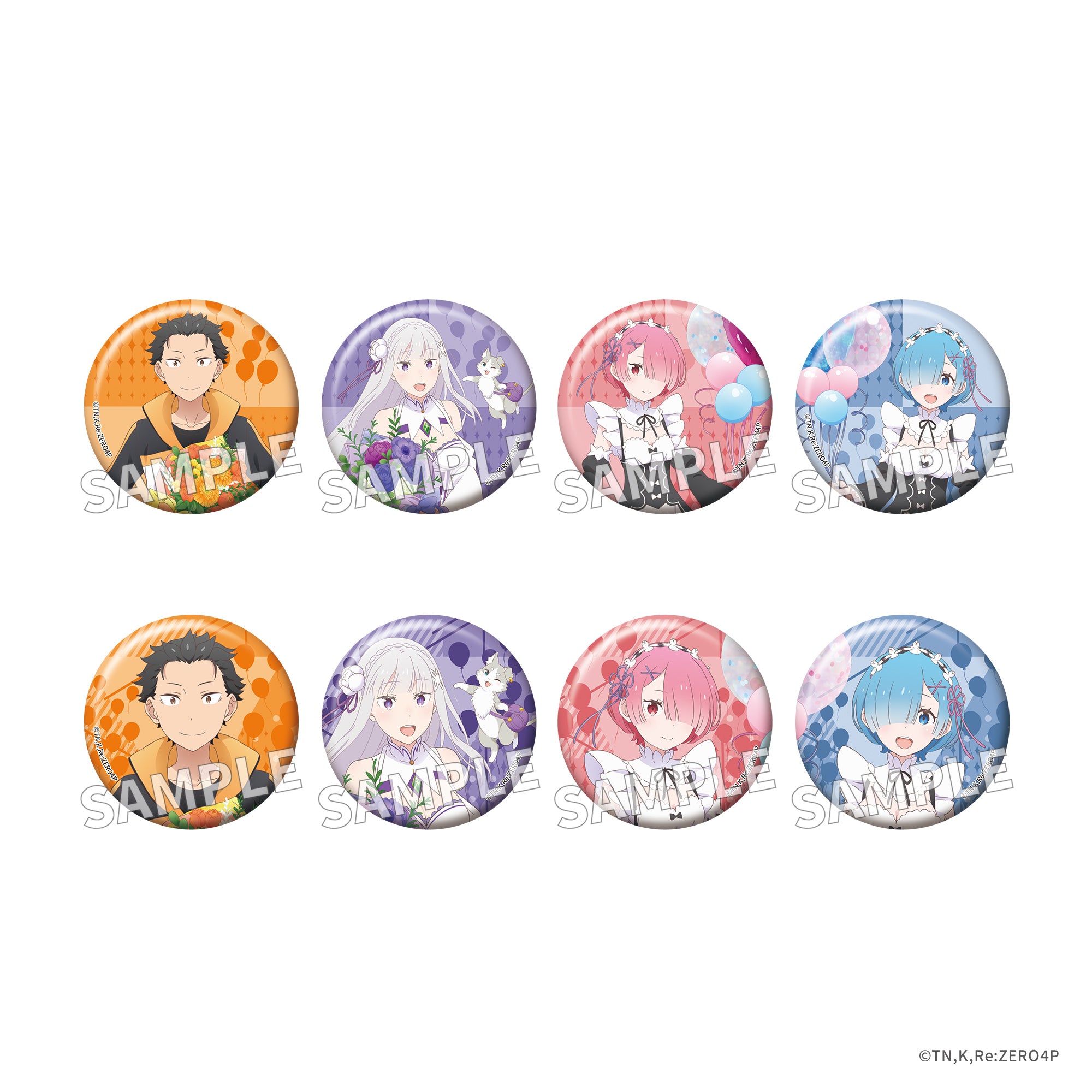(Goods - Badge) Re:ZERO -Starting Life in Another World- Trading Tin Badge Flower & Balloon ver. (Blind Box - Single)