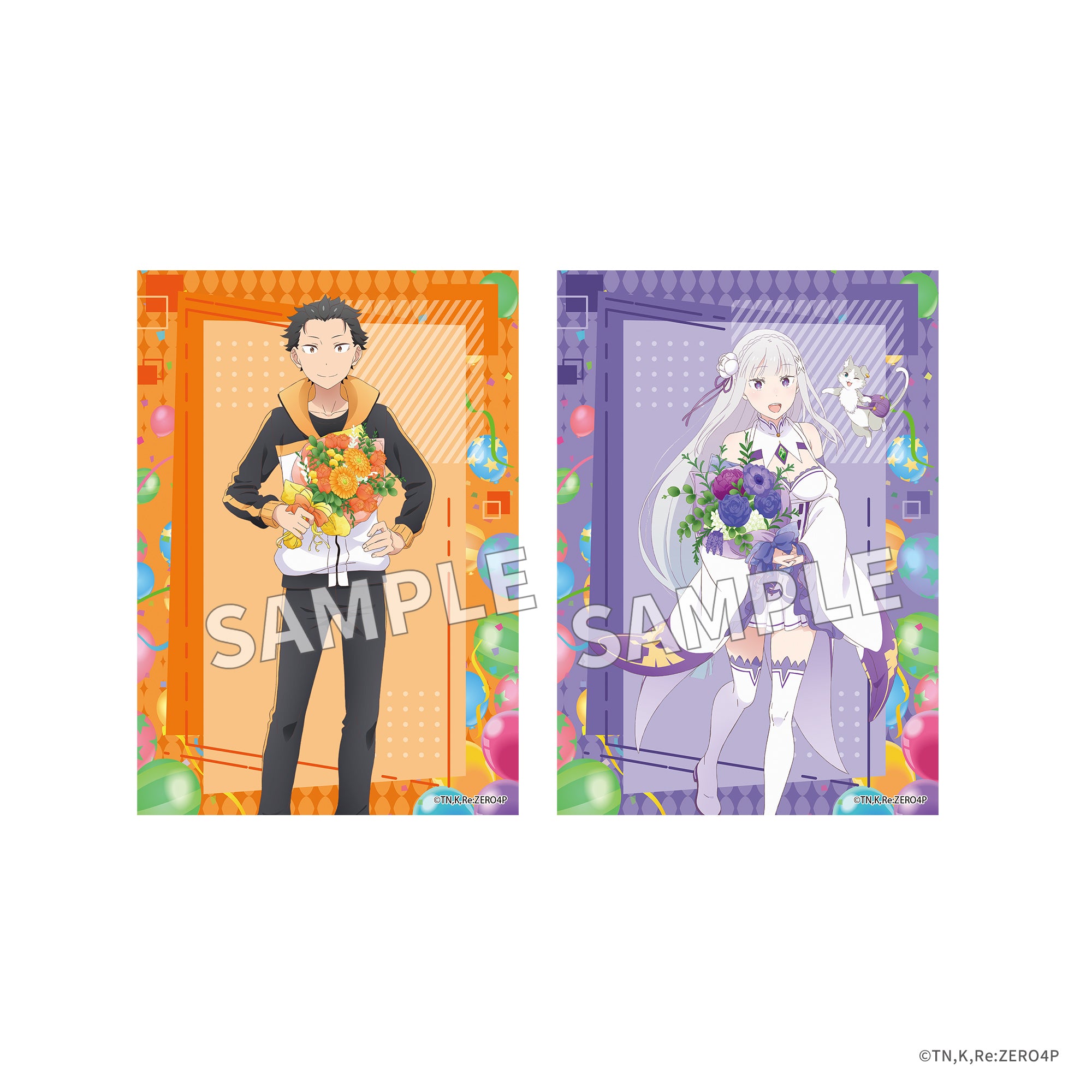 (Goods - Card) Re:ZERO -Starting Life in Another World- Photo Card Set Flower & Balloon ver. - Subaru & Emilia