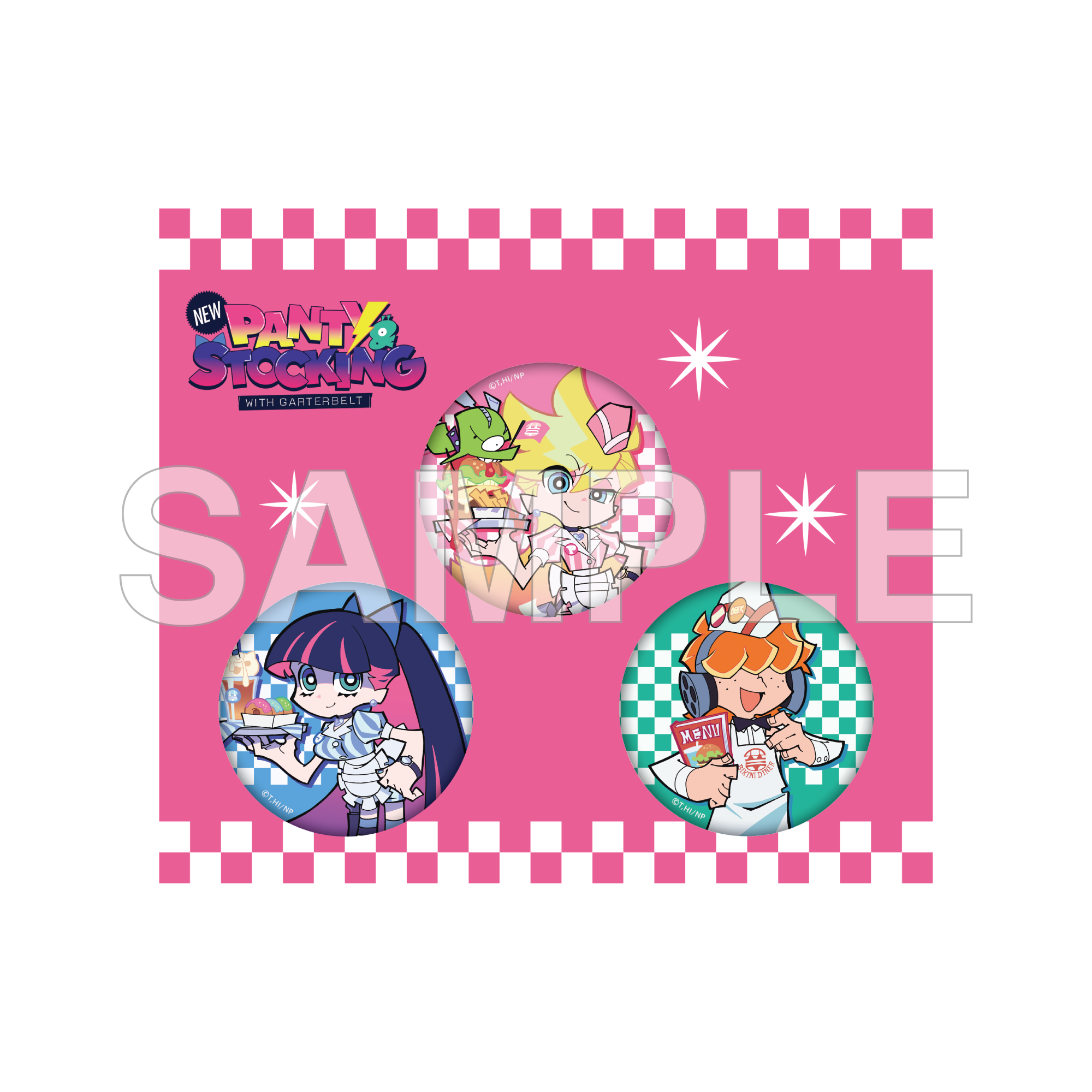 (Goods - Badge) New PANTY & STOCKING with GARTERBELT Glimmering Tin Badge Set American Diner Ver.