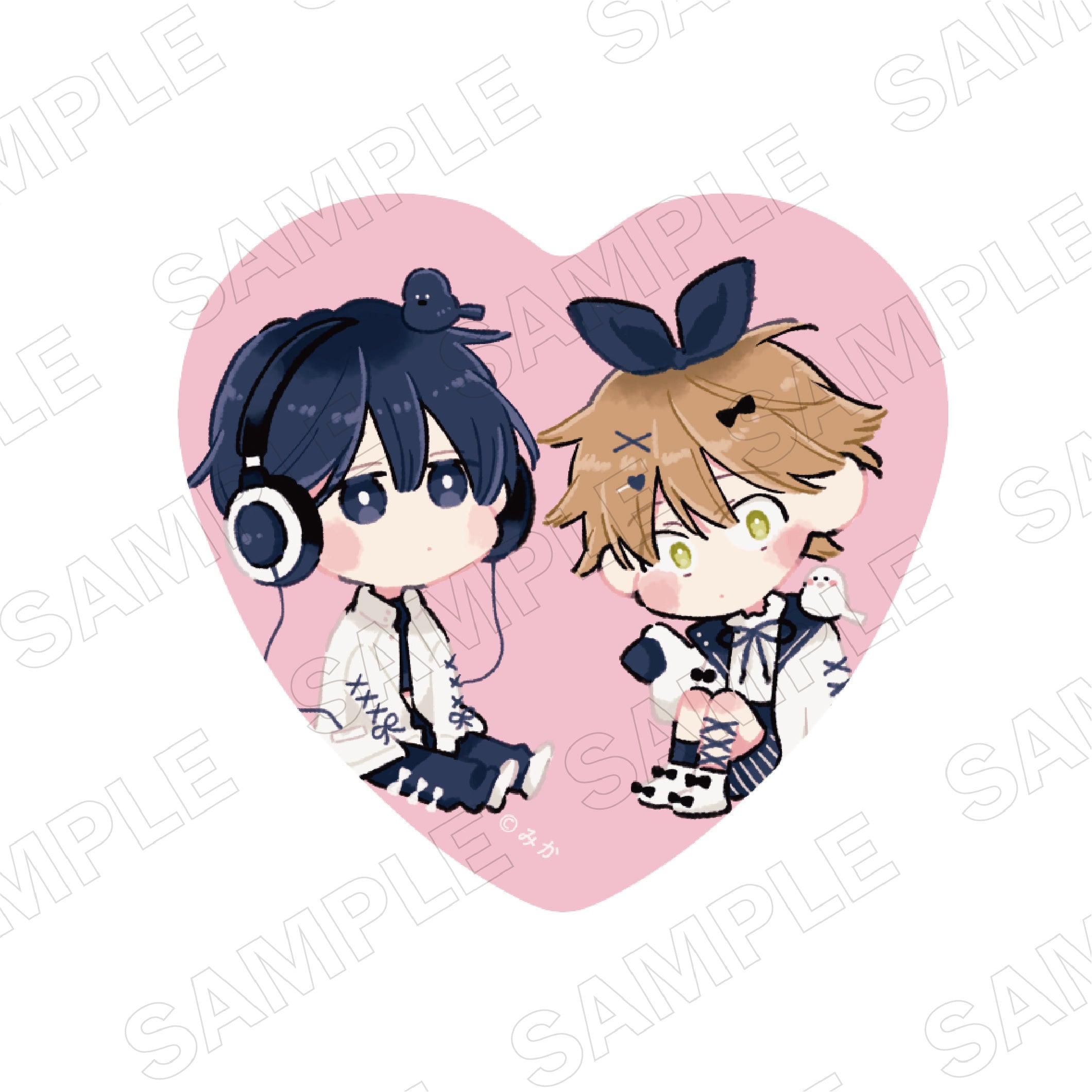 (Goods - Badge) I Will Not Reach You. BLACK & PINK ver. Heart-shaped Tin Badge Set