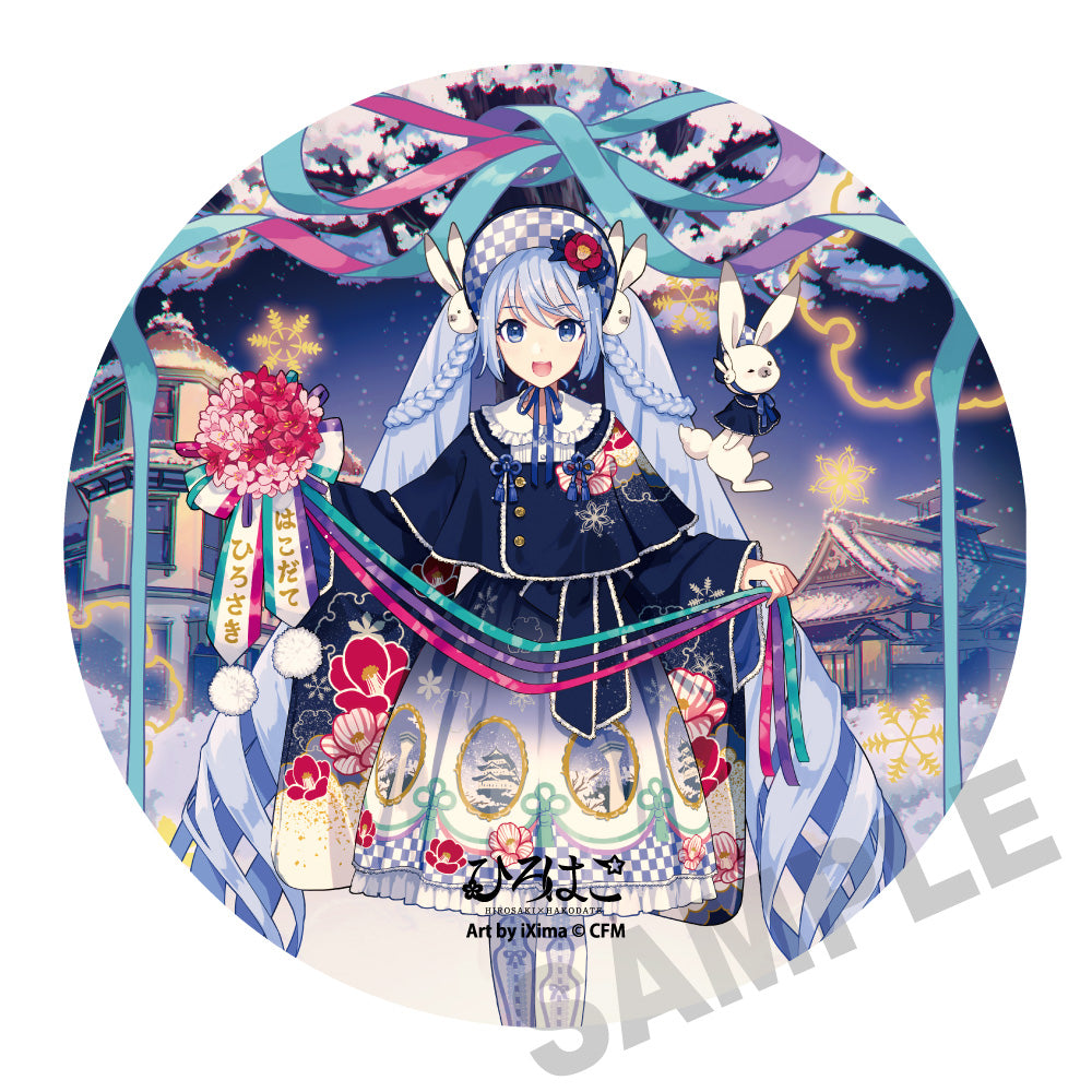 (Goods - Badge) Snow Miku x Hirohako Mega Tin Badge Stand Hirohako 25-26 - Art by iXima
