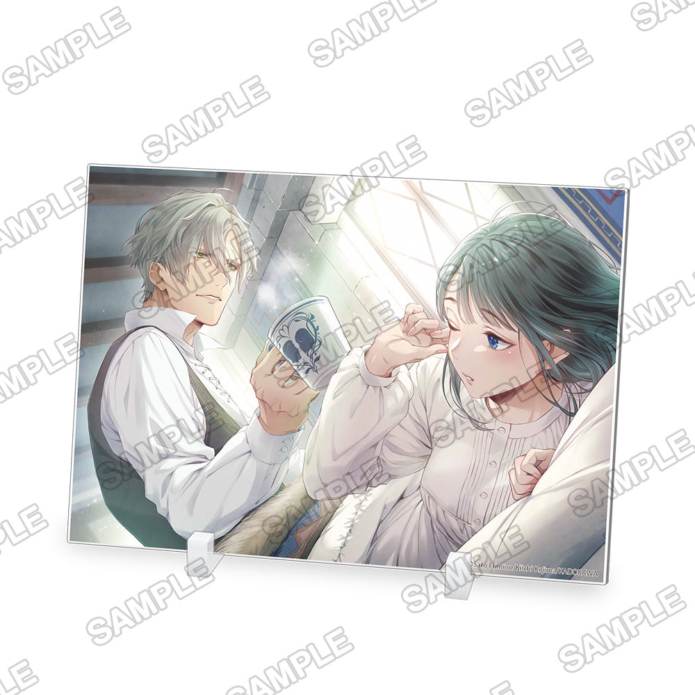 (Goods - Acrylic Stand) Kadokawa Beans Bunko 24th Anniversary Celebration Okizari ni Sareta Hanayome wa, Henkyo Kishi no Bukiyou na Ai ni Kizukanai Acrylic Illustration Plate