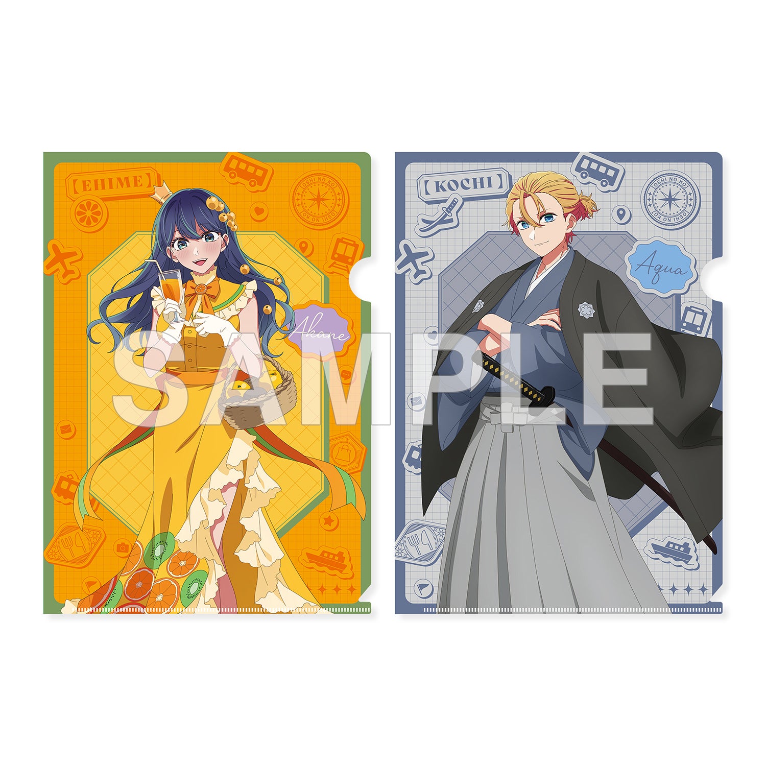 (Goods - File Folder) Oshi no Ko [47 TODOFUKEN NO KO] File Folder Set Akane Kurokawa (Ehime Prefecture) & Aqua (Kochi Prefecture)