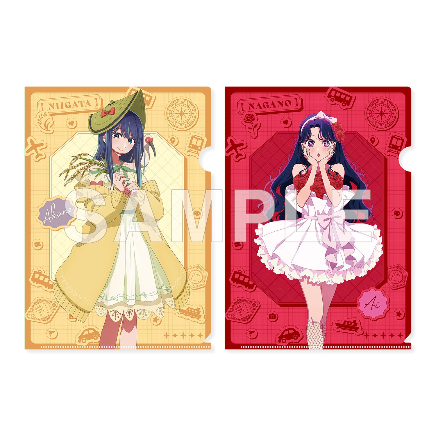 (Goods - Clear File) OSHI NO KO [47 TODOFUKEN NO KO] Clear File Set Akane Kurokawa (Niigata Prefecture) & Ai (Nagano Prefecture)
