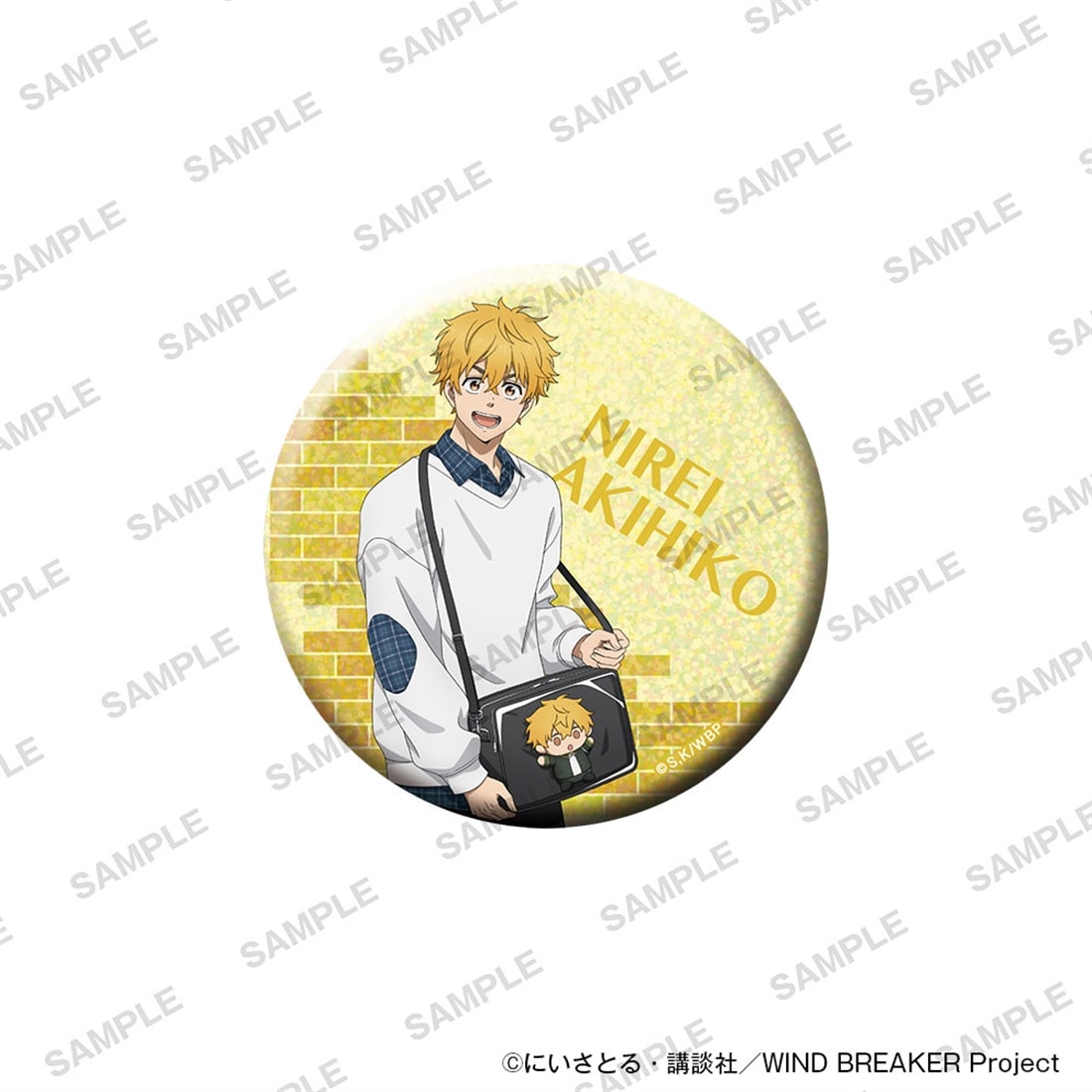 (Goods - Badge) TV Anime WIND BREAKER Big Holographic Tin Badge Together with Plushies Ver. - Akihiko Nirei