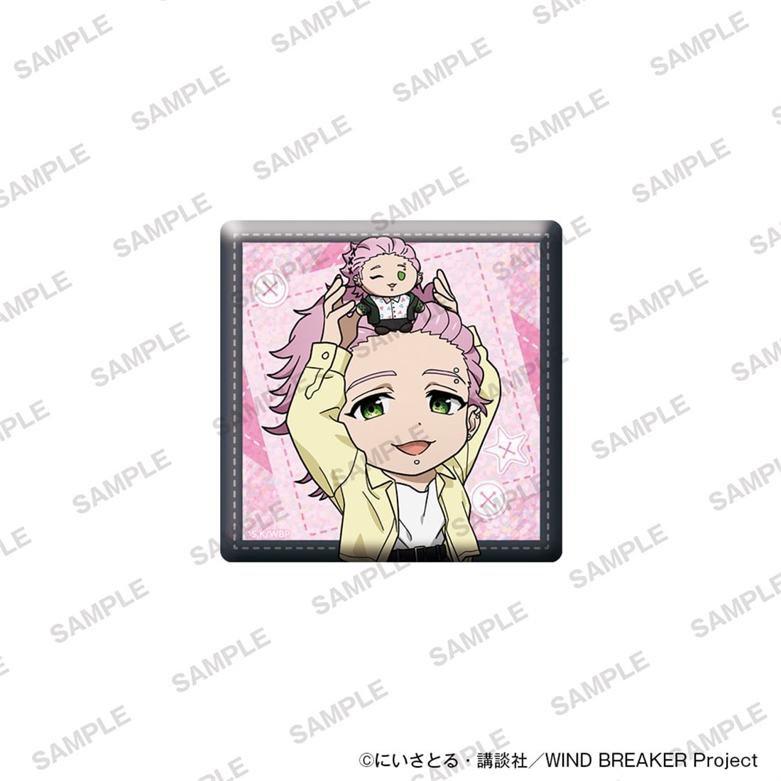 (Goods - Badge) TV Anime WIND BREAKER Holographic Square Tin Badge Together with Plushies Ver. - Mitsuki Kiryu