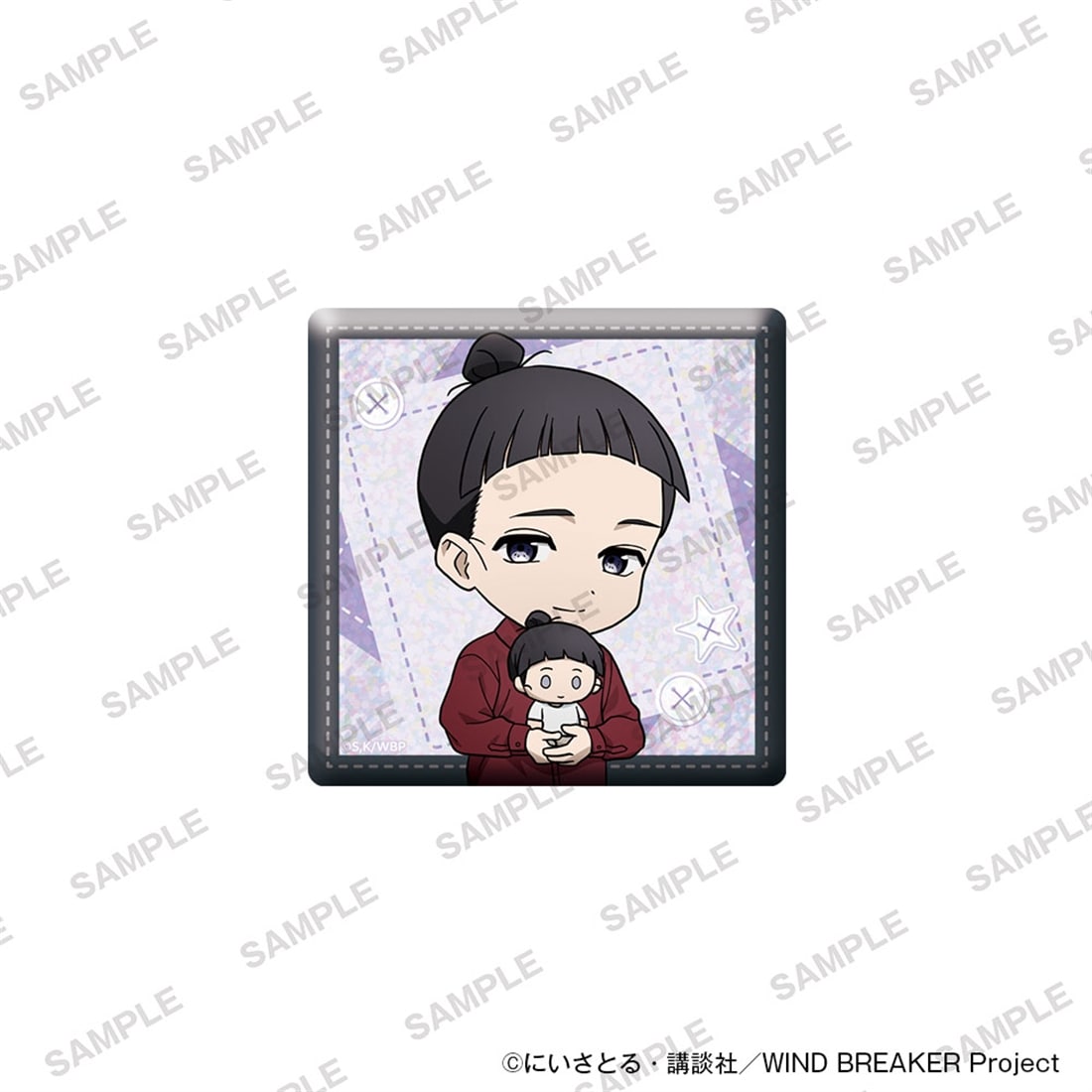 (Goods - Badge) TV Anime WIND BREAKER Holographic Square Tin Badge Together with Plushies Ver. - Shuuhei Suzuri