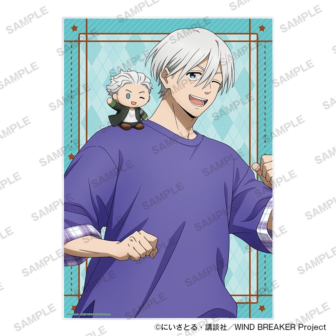 (Goods - Art Board) TV Anime WIND BREAKER Acrylic Board Together with Plushies Ver. - Hajime Umemiya