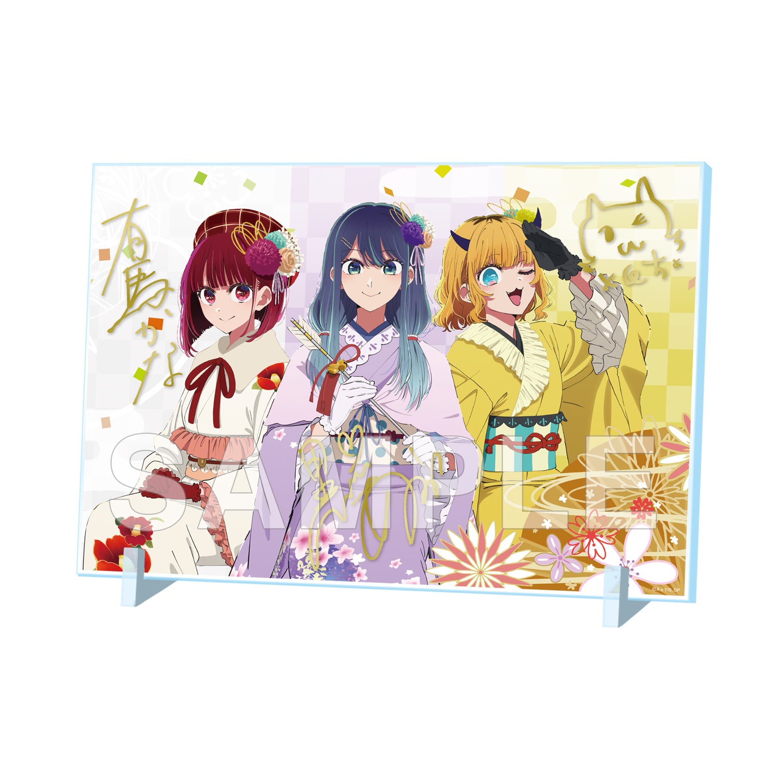 (Goods - Acrylic Stand) Oshi no Ko Acrylic Panel w/ Foil-stamped Signature - Kana Arima & Akane Kurokawa & MEMcho New Year 2026 ver.