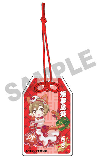 (Goods - Accessory) Hatsune Miku x Lucky Cat Omamori Charm-style Acrylic Tag MEIKO Art by Rassu