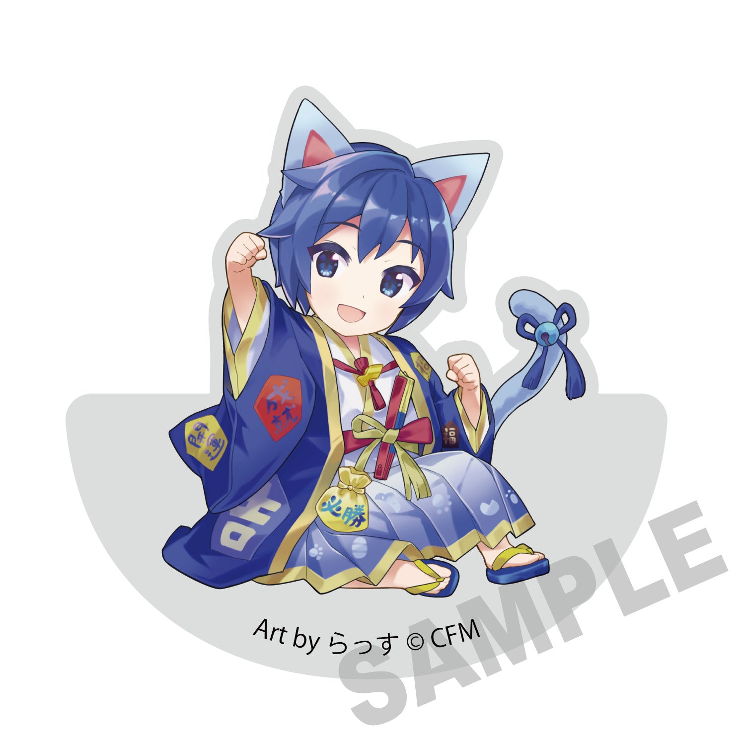 (Goods - Ornament) Hatsune Miku x Lucky Cat Wobbly Acrylic Block KAITO Art by Rassu