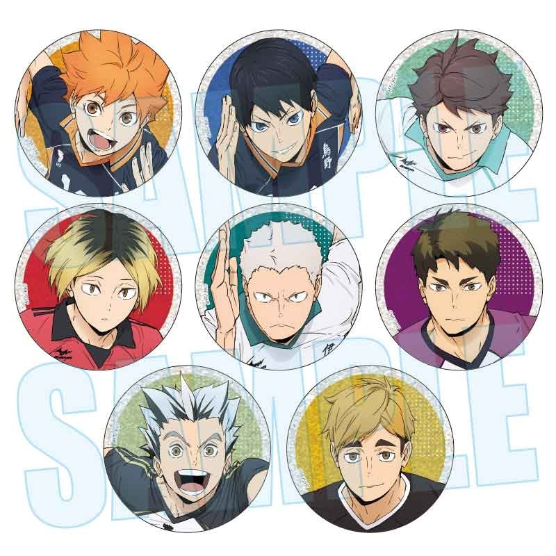 (1BOX=8)(Goods - Badge) Anime Haikyu!! Trading Glitter Button Badge 10th Anniversary Event Visual(Blind Box -Single)