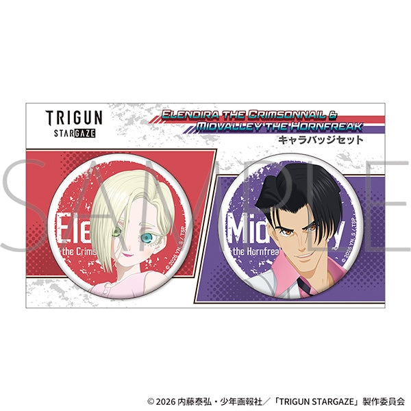 (Goods - Badge) TRIGUN STARGAZE Character Badge Set - Elendira the Crimsonnail & Midvalley the Hornfreak
