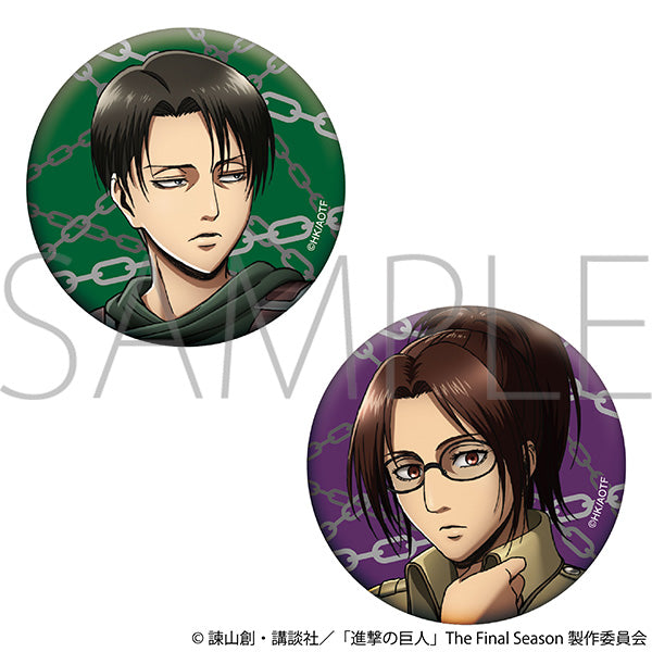 (Goods - Badge) Attack on Titan Holographic Button Badge Set / Levi & Hange