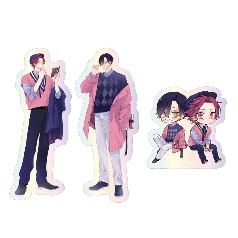 (Goods - Sticker) Kadokawa BL Fair Aurora Sticker Set PINK/NAVY TRAD. CLUB Ver. Neko wa Nekorashiku Are