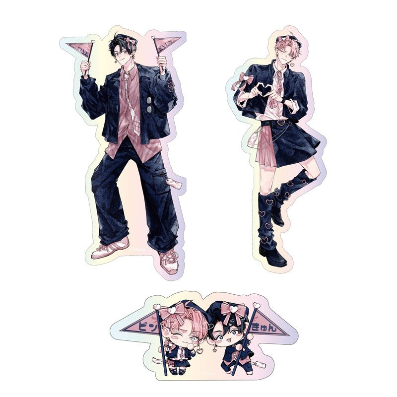 (Goods - Sticker) Kadokawa BL Fair Aurora Sticker Set PINK/NAVY TRAD. CLUB Ver. Ai no Irezumi