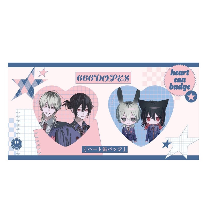 (Goods - Badge) Kadokawa BL Fair Heart-Shaped Badge Set PINK/NAVY TRAD. CLUB Ver. 666DOPES