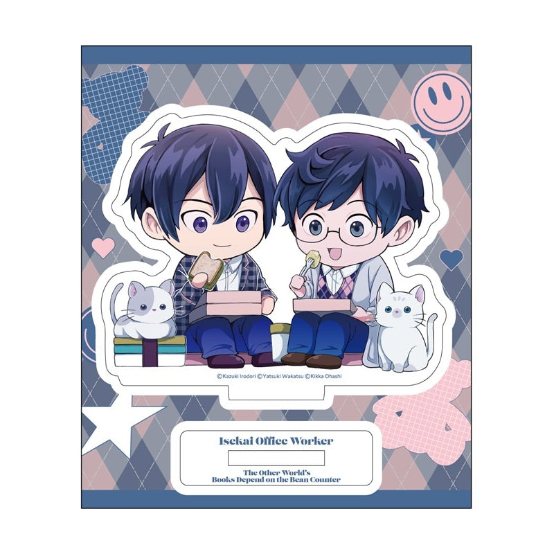 (Goods - Acrylic Stand) Kadokawa BL Fair Chibi Acrylic Stand PINK/NAVY TRAD. CLUB Ver. The Other World's Books Depend on the Bean Counter