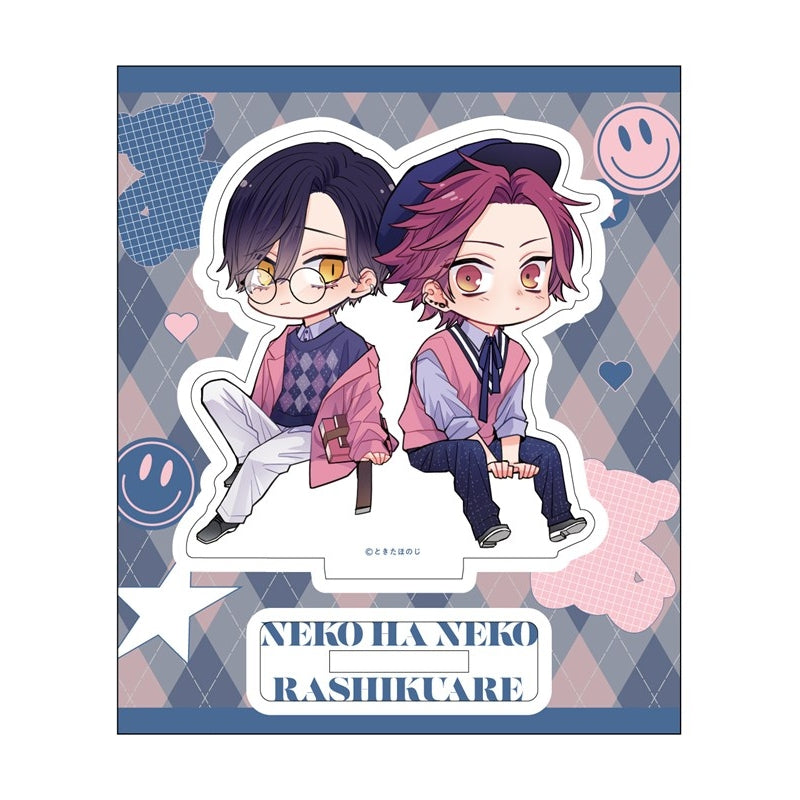 (Goods - Acrylic Stand) Kadokawa BL Fair Chibi Acrylic Stand PINK/NAVY TRAD. CLUB Ver. Neko wa Nekorashiku Are