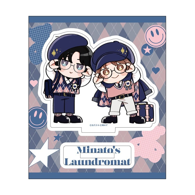 (Goods - Acrylic Stand) Kadokawa BL Fair Chibi Acrylic Stand PINK/NAVY TRAD. CLUB Ver. Minato's Laundromat