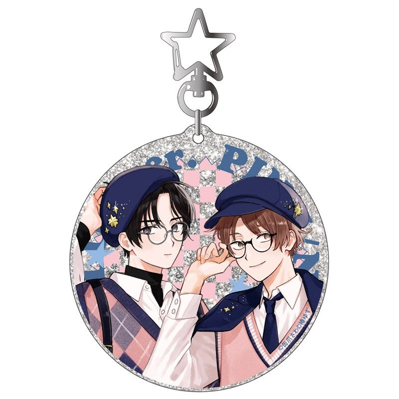 (Goods - Keychain) Kadokawa BL Fair Glitter Acrylic Keychain PINK/NAVY TRAD. CLUB Ver. Minato's Laundromat