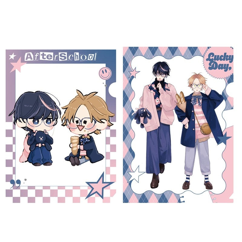 (Goods - Clear File) Kadokawa BL Fair Clear File Set Keychain PINK/NAVY TRAD. CLUB Ver. I Will Not Reach You