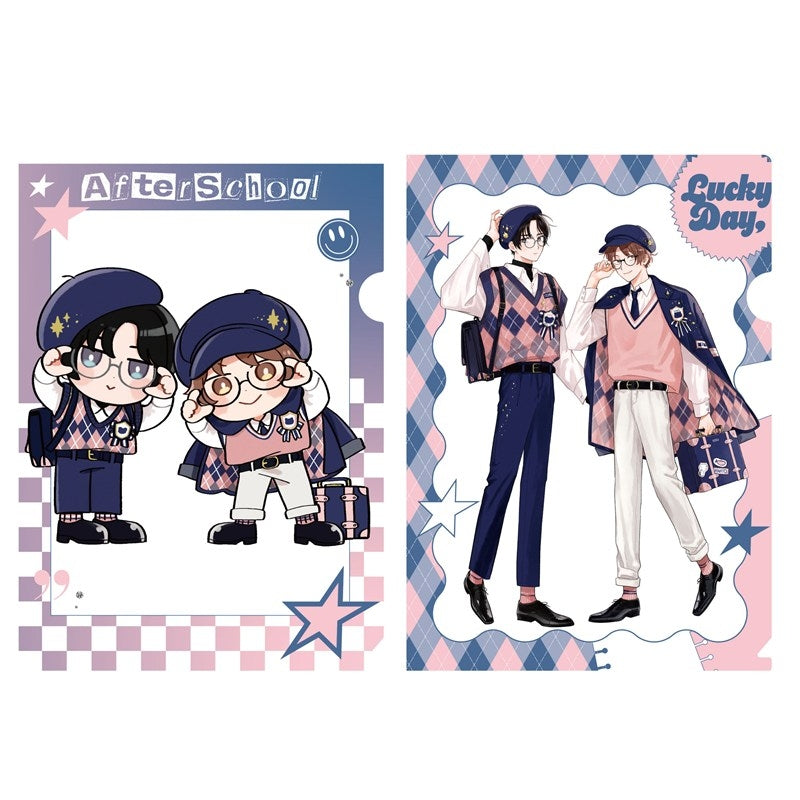 (Goods - Clear File) Kadokawa BL Fair Clear File Set Keychain PINK/NAVY TRAD. CLUB Ver. Minato's Laundromat
