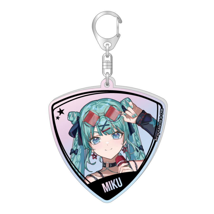 (Goods - Keychain) VOCALOID Guitar Pick Style Aurora Acrylic Keychain Band Ver. Hatsune Miku