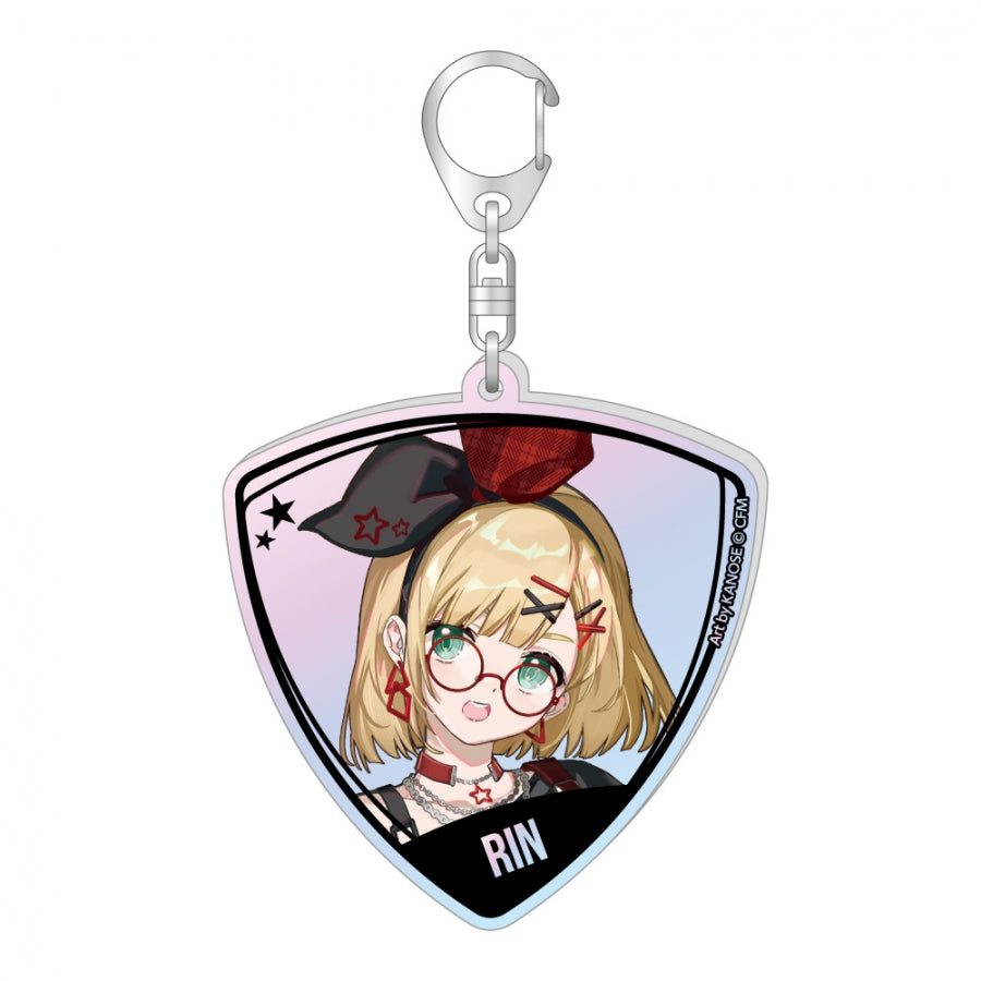 (Goods - Keychain) VOCALOID Guitar Pick Style Aurora Acrylic Keychain Band Ver. Kagamine Rin