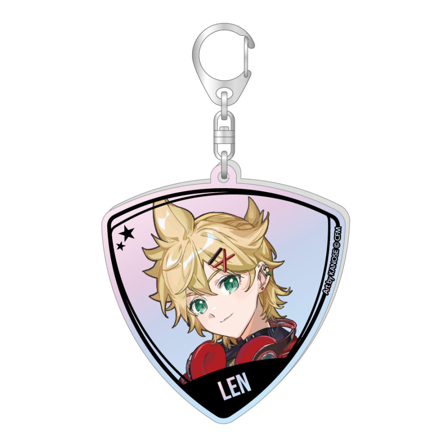 (Goods - Keychain) VOCALOID Guitar Pick Style Aurora Acrylic Keychain Band Ver. Kagamine Len