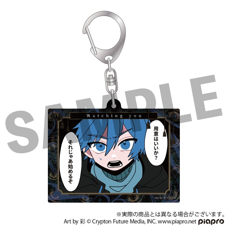 (Goods - Key Chain) VOCALOID STEAKA Watching you Hatsune Miku x Obaken Afterparty RepoKoma Panel Acrylic Key Chain Ao