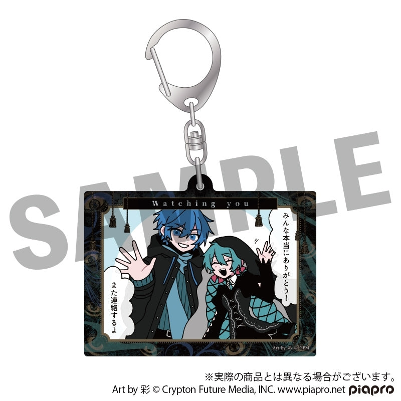 (Goods - Key Chain) VOCALOID STEAKA Watching you Hatsune Miku x Obaken Afterparty RepoKoma Panel Acrylic Key Chain Zero & Ao