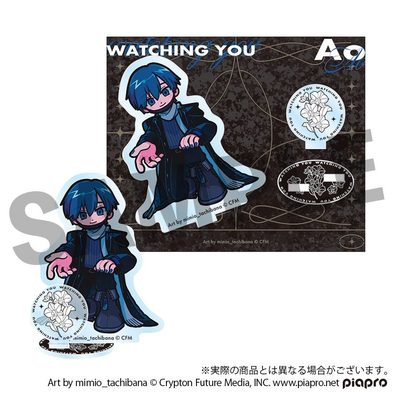 (Goods - Acrylic Stand) VOCALOID STEAKA Watching you Hatsune Miku x Obaken Afterparty Chibi Acrylic Stand Ao