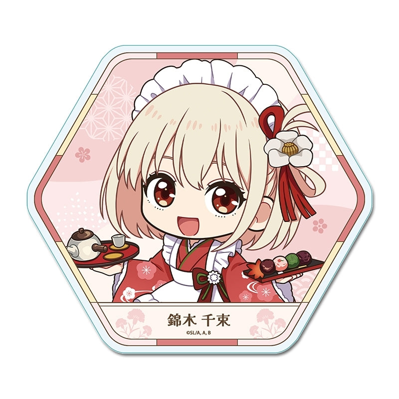 (Goods - Coaster) Lycoris Recoil TV Anime Puchi Choko Acrylic Coaster (Chisato Nishikigi) Kimono Maid ver.
