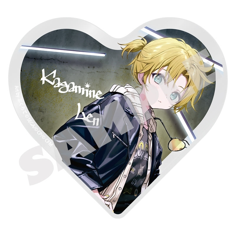 (Goods - Ornament) Hatsune Miku: Colorful Stage! Illustrator Collaboration Heart-Shaped Acrylic Block School SEKAI - Kagamine Len