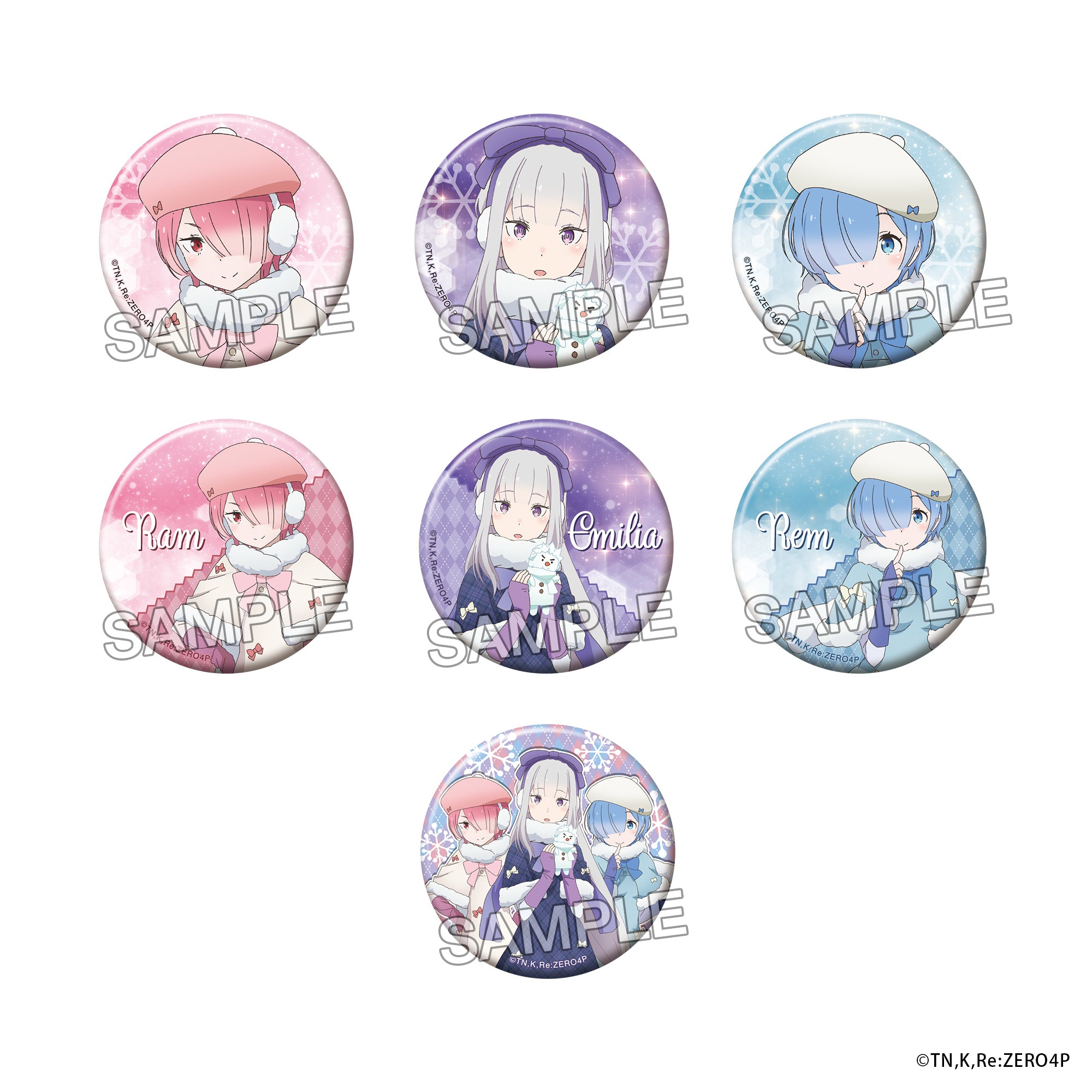 (Goods - Badge) "Re:ZERO -Starting Life in Another World-" Tradable Sparkly Tin Badge - Winter Snow Ver. PACK (Blind Box - Single)