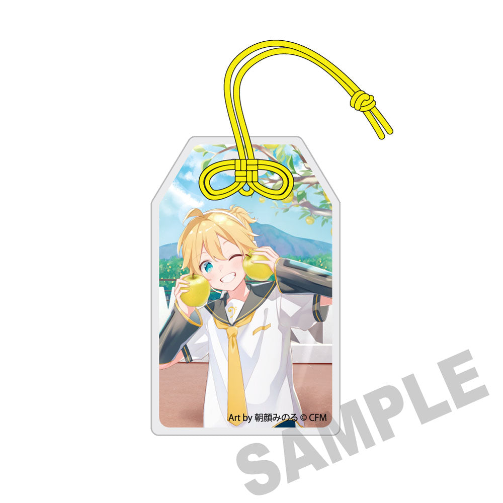 (Goods - Tag) Hatsune Miku × Hirosaki Apple Charm-shaped Acrylic Tag 2 Kagamine Len - Art by Asagao Minoru