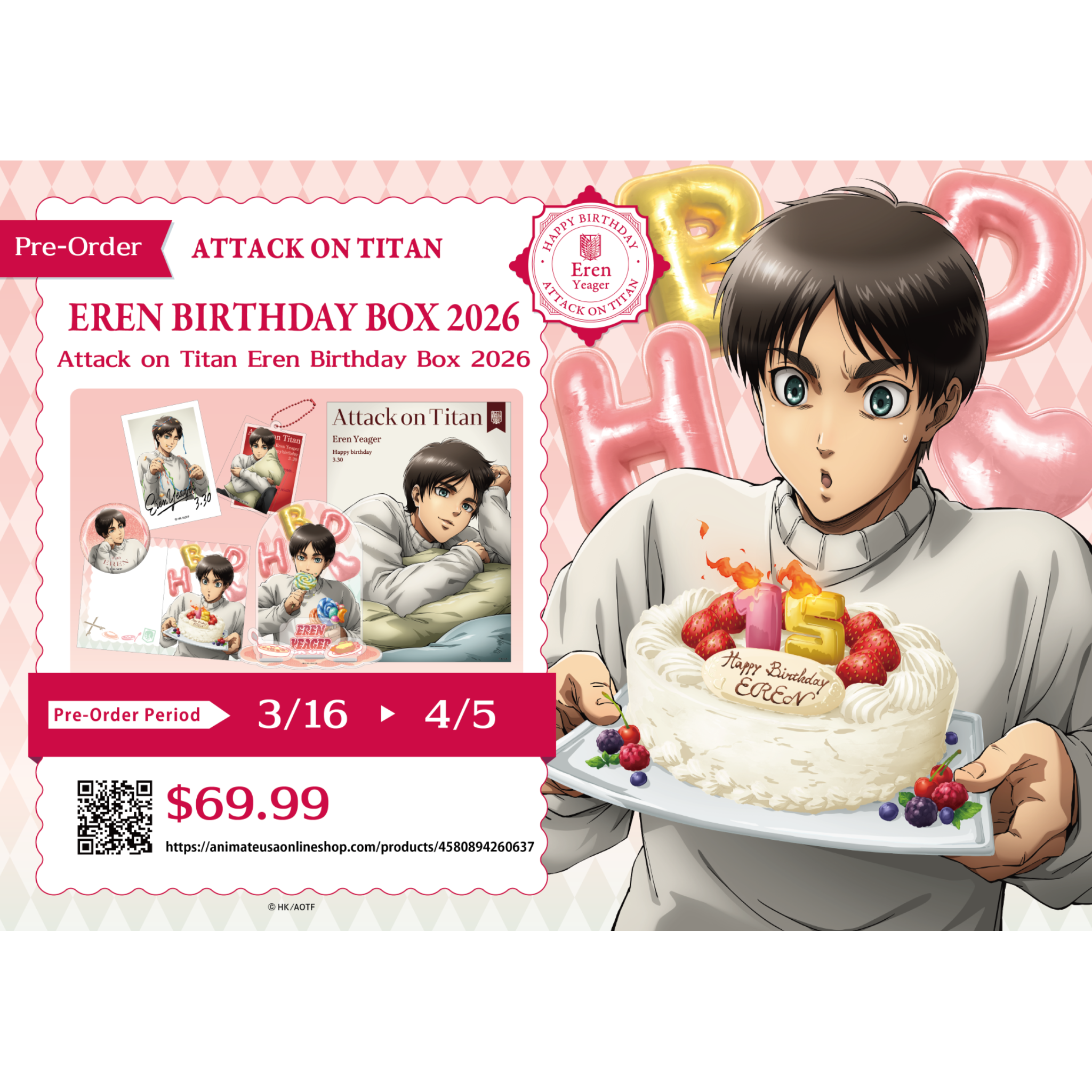 (Goods - Merch Set) Attack on Titan Eren Birthday Box 2026