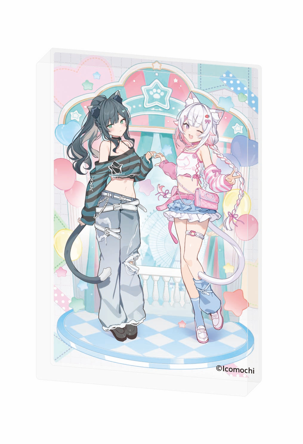 (Goods - Acrylic Block) Nekomimi Futago ga Natsukisugitte Komacchau Acrylic Block Mishikuro Amusement Park Date
