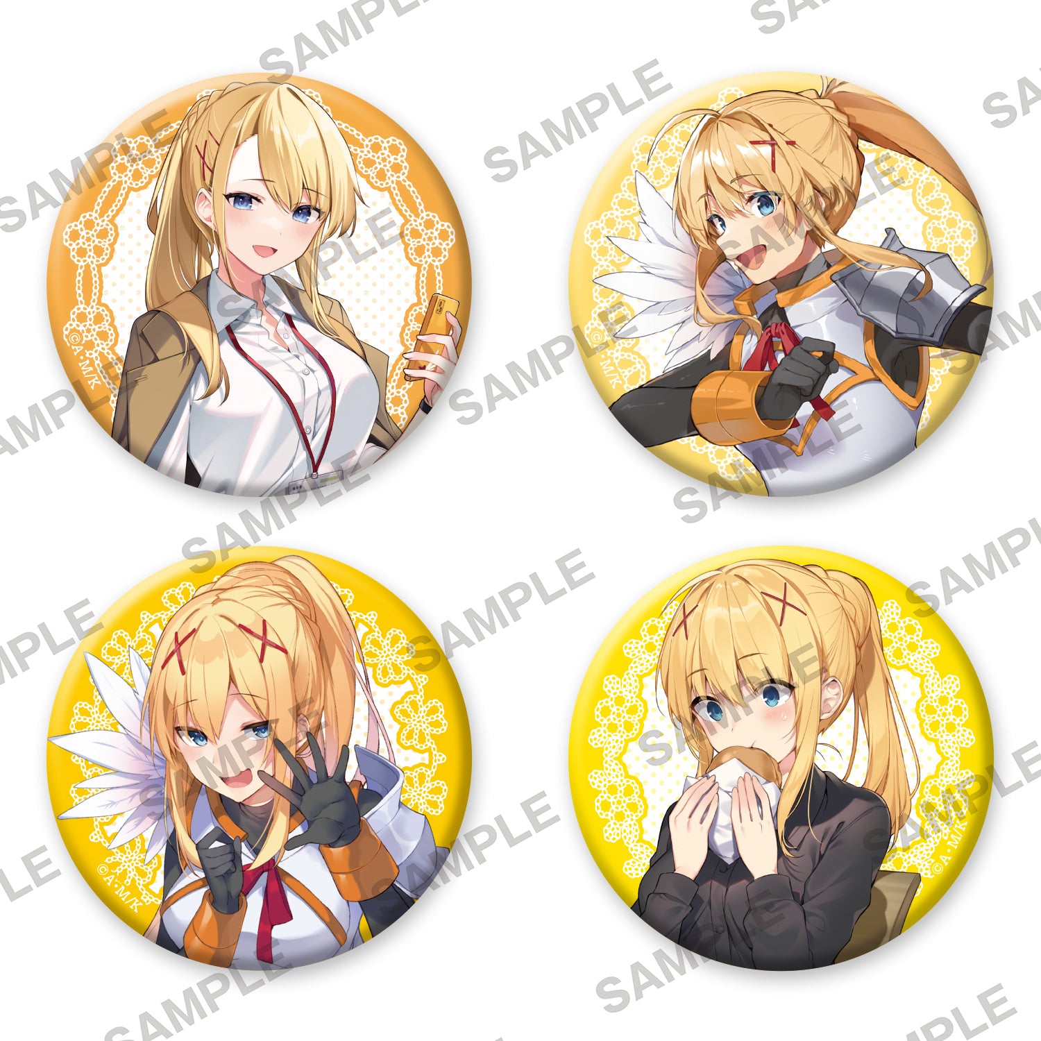 (Goods - Badge) [Resale] KonoSuba: God’s Blessing on This Wonderful World! Birthday Celebration 2023: Newly Drawn Set of Four Tin Badges (Darkness)