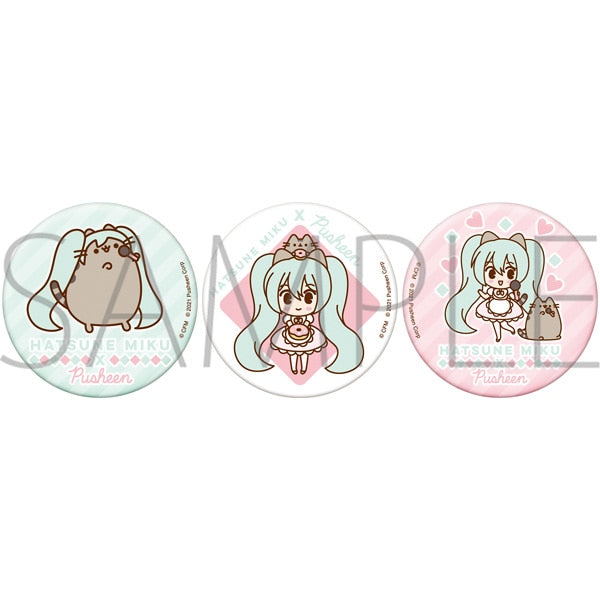 [Vocaloid] Hatsune Miku x Pusheen Collaboration Can Badge Set (3)